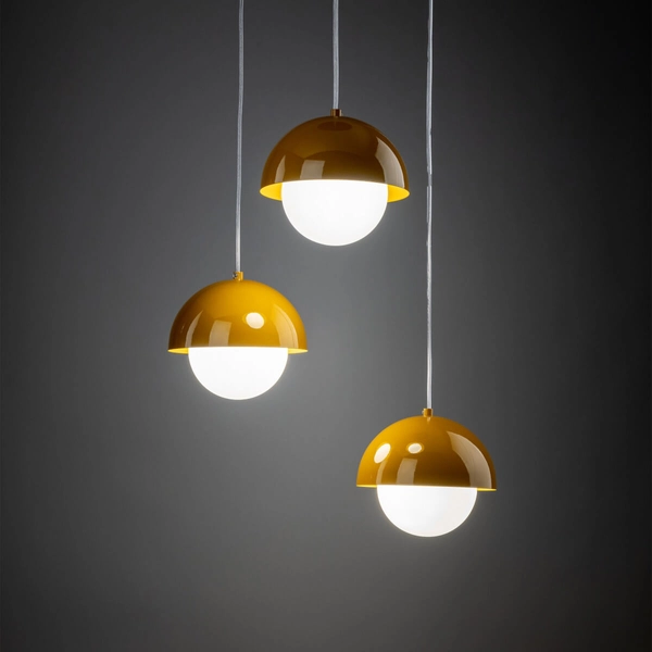 Lampa wisząca kaskadowa Bono 10266 bombki kopuła żółta biała