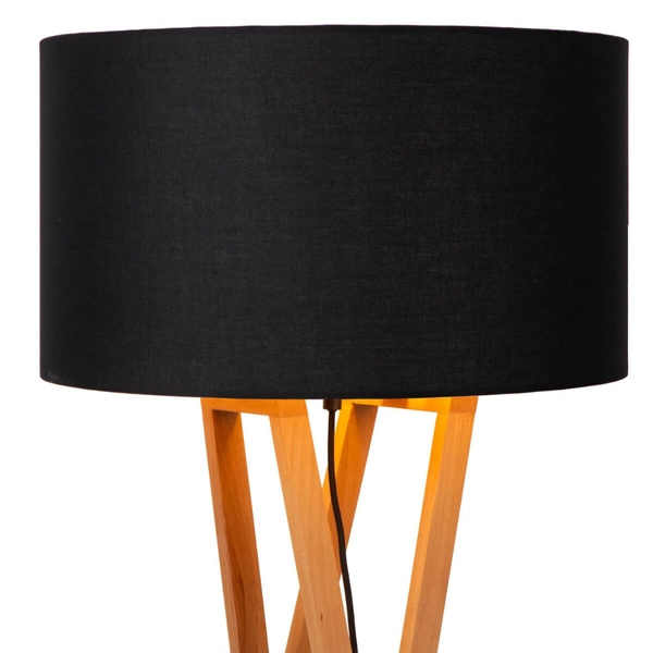 Abażurowa lampa podłogowa Trafalgar 30763/81/72 drewno czarna