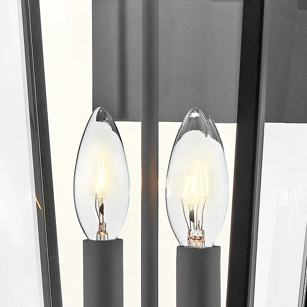 Zewnętrzna lampa ścienna Dawson HK-DAWSON-L szklana IP44 czarny