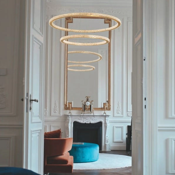 Wisząca LAMPA modernistyczna MONTE LE41691 Luces Exclusivas okrąga OPRAWA metalowy ZWIS glamour LED 56W 2926K pierścień ring