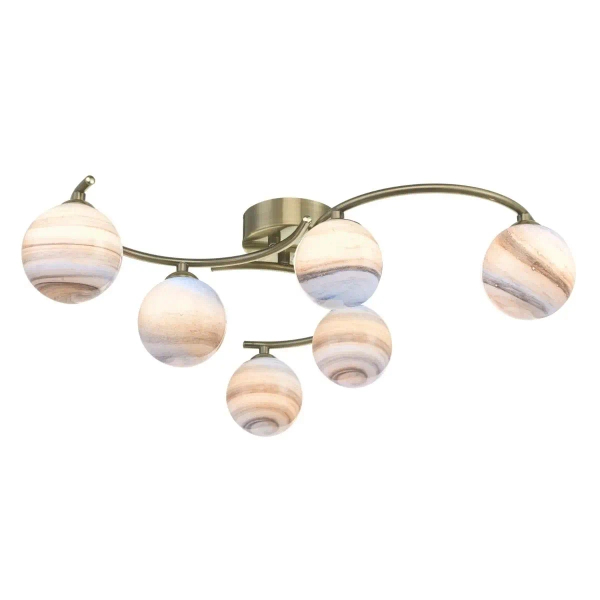 Sufitowa lampa do salonu Atiya ATI6475-07 planety kule mosiądz
