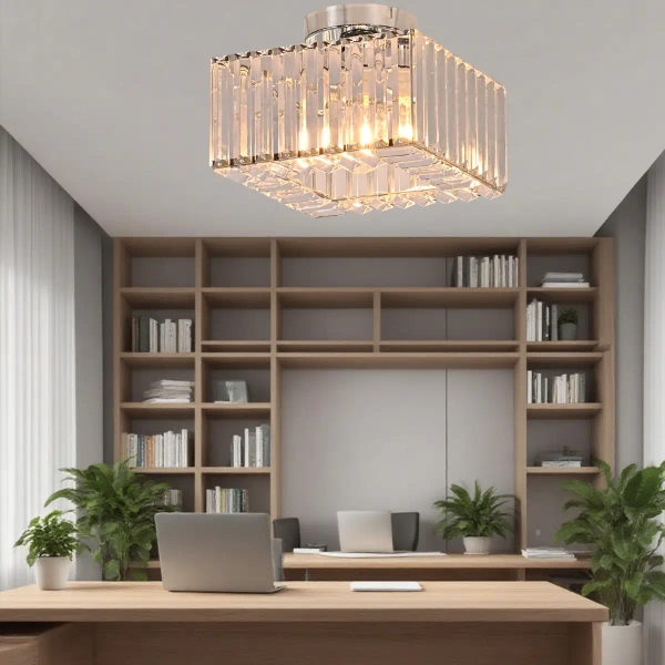 Szklana sufitowa lampa Vetro LP-2910/1C CH square kwadratowa chrom