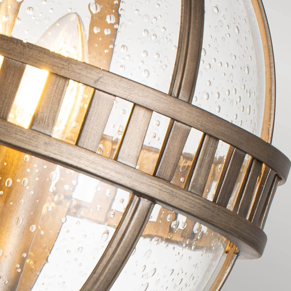 Szklana latarnia stojąca Halleron KL-HALLERON-3M-BU Kichler kula IP44 przezroczysty brąz