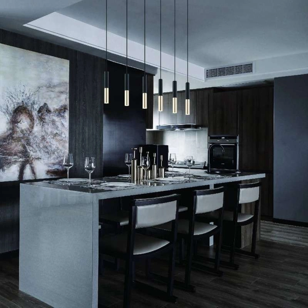 Wisząca LAMPA industrialna Slimi S Nero / Gold Orlicki Design metalowa OPRAWA zwis tuba LED 3,5W czarna złota