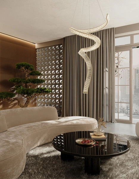 Wisząca lampa złota Charme designerska wstęga LED 60W złota