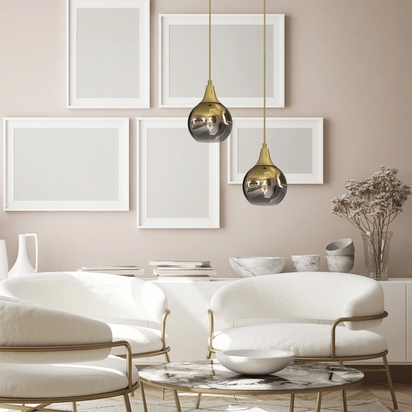 Wisząca lampa szklana Monte MLP8401 przydymiona złota