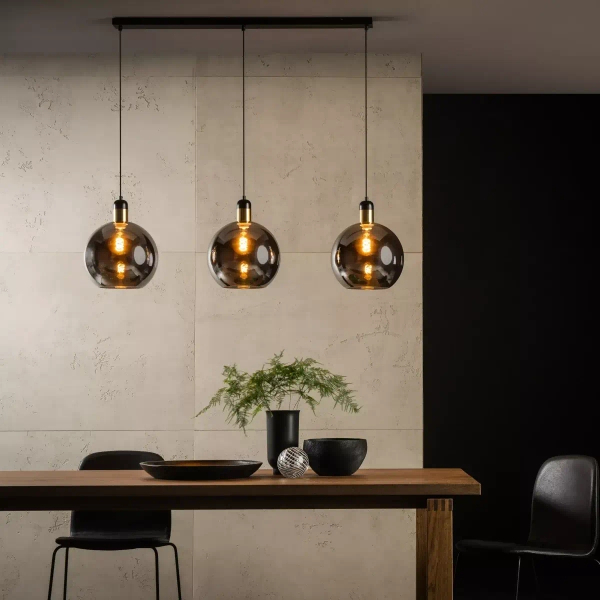 Wisząca lampa potrójna Julius 34438/03/65 Lucide okrągła czarna złota