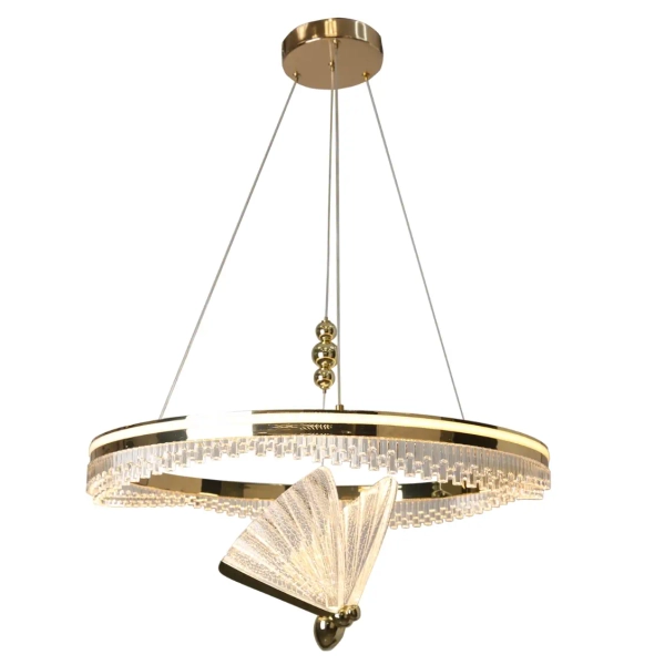 Kryształowy żyrandol Marissa LP-2515/1P Cristal GD LED 48W CCT motyl złoty