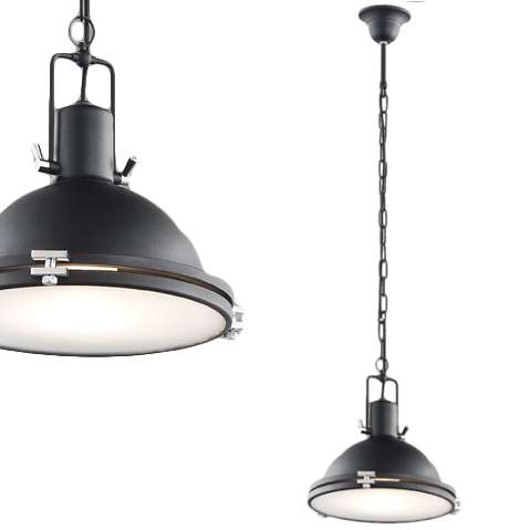 Industrialna LAMPA wisząca NAUTILIUS M 10268106 Kaspa okrągła OPRAWA na łańcuchu ZWIS metalowy czarny