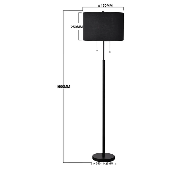 Lampa podłogowa Fogo LP-0304/2F BK Light Prestige tuba do sypialni czarna