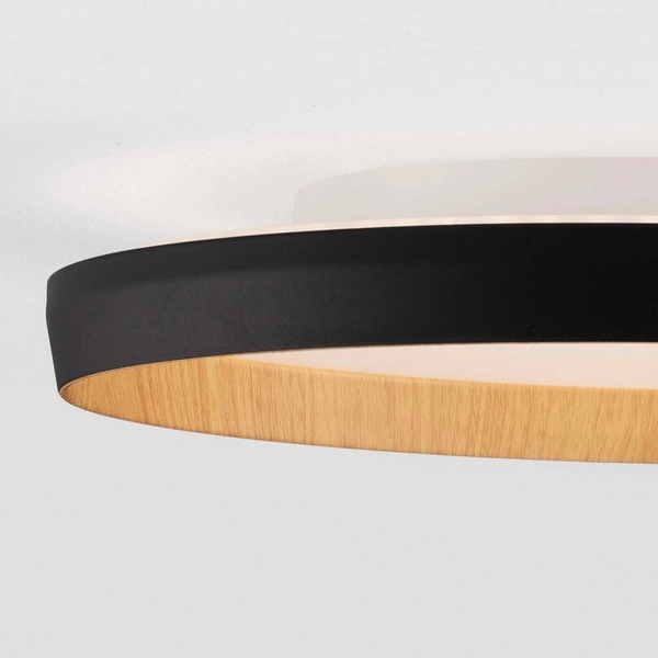 Metalowa lampa sufitowa VINAMAR LE44889 LED 36W 2700-3000K czarna drewniana