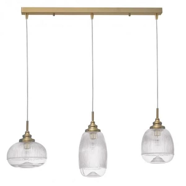 Szklana lampa wisząca MOND LE41847 potrójna złoty przezroczysty