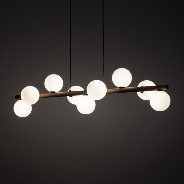 Lampa wisząca do salonu Estera 10273 bubbles belka drewniana biała