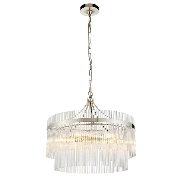 Wisząca lampa szklana na łańcuchu szklana chrom Marietta OUTLET