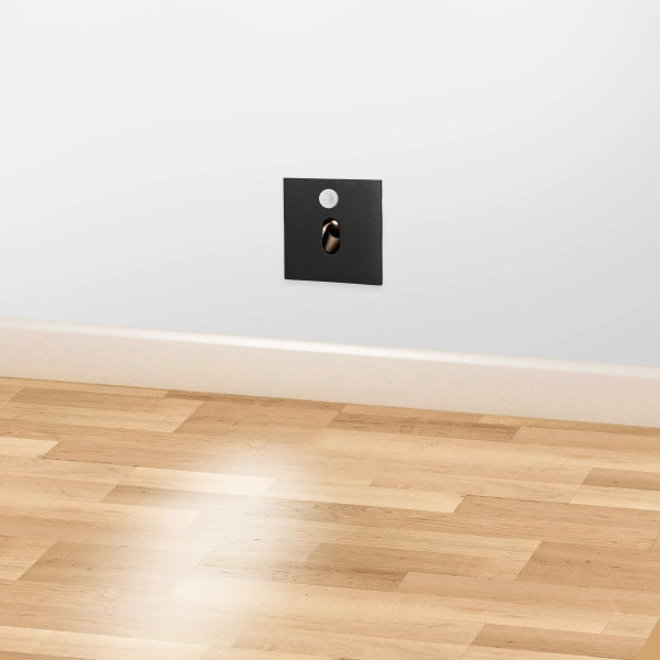 Oczko ledowe schodowe Lesel 001 XL 100102103CR Elkim 1W 3000K czujnik czarny