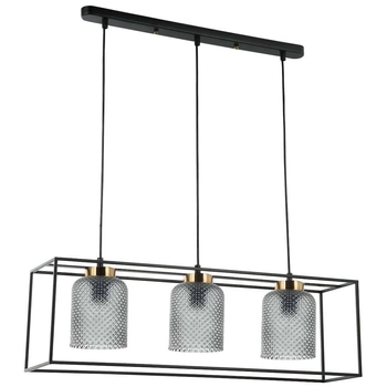 Wisząca LAMPA loftowa SINELLA PND-23231-3-BK+SG Italux szklany ZWIS klatka do jadalni czarna