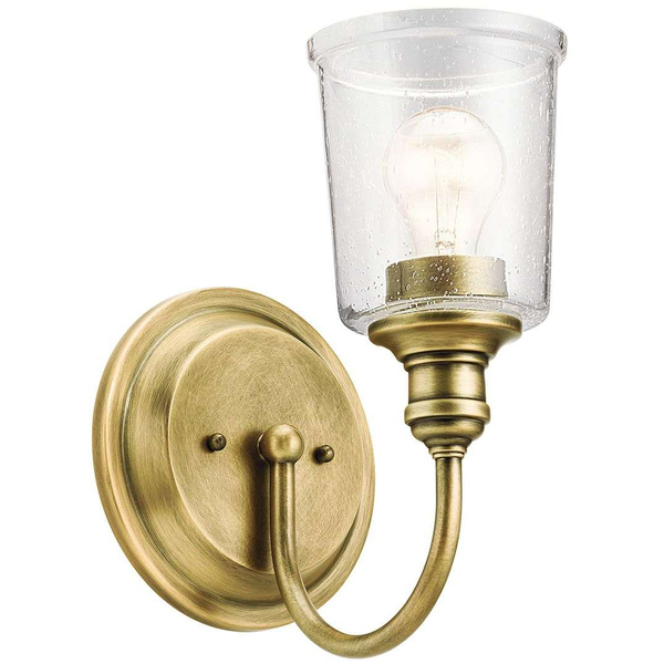 Kinkiet LAMPA ścienna Waverly KL-WAVERLY1-NBR Elstead KICHLER industrialna OPRAWA szklana vintage mosiądz przezroczysta