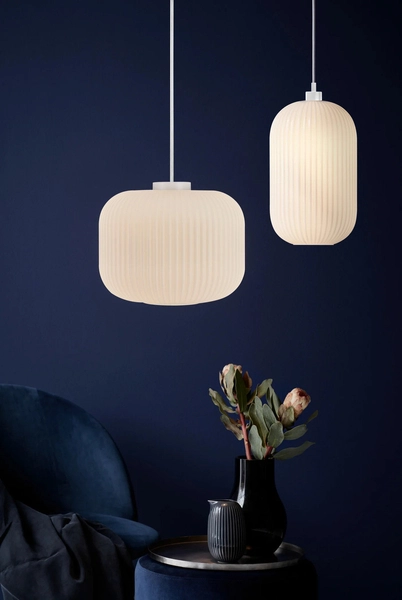 Porcelanowa lampa wisząca Milford 46573001 Nordlux plisowana biała