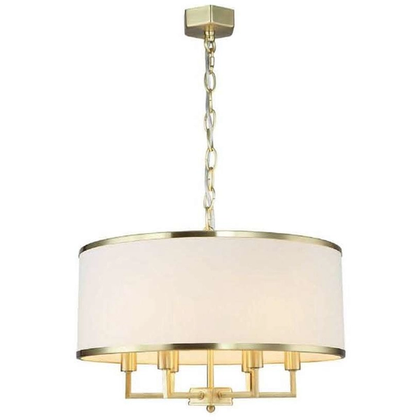 LAMPA abażurowa Casa Old Gold M Orlicki Design wisząca OPRAWA okrągły ZWIS klasyczny na łańcuchu kremowy złoty