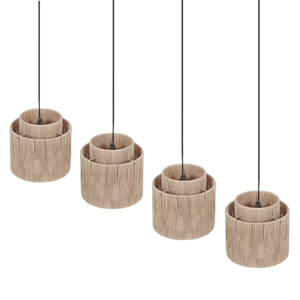 Wielopunktowa lampa wisząca SMILLA 366800436 boho z juty beżowa czarna