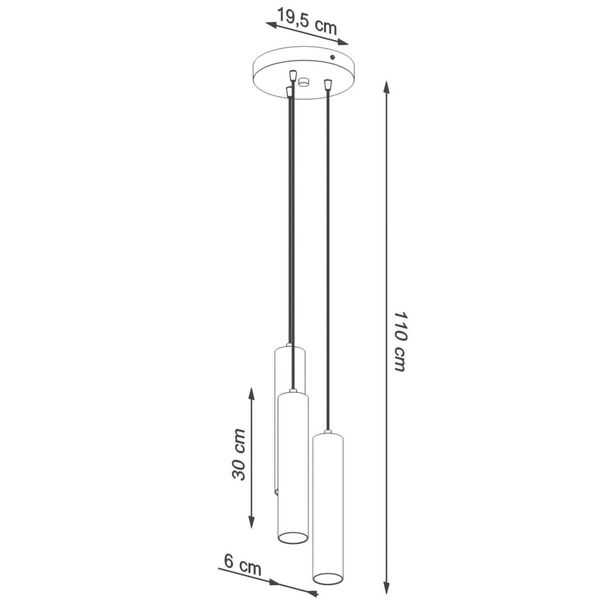 Czarna lampa wisząca SL.1079 metalowe tuby do sypialni