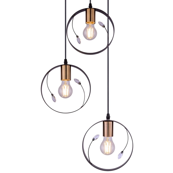 LAMPA wisząca VIGO 15346-3 Globo metalowa OPRAWA zwis kryształy transparentne czarne