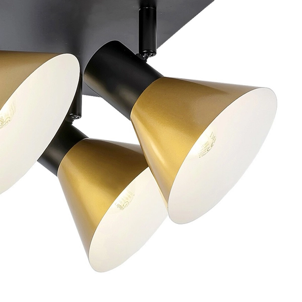 Sufitowa lampa kwadratowa Alvaro 3159 ruchome reflektorki czarne złote