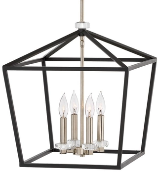 Lampa wisząca QN-STINSON-4P-L-BK na łańcuchu nikiel czarna