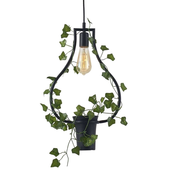 Wisząca lampa dekoracyjna 313874 Polux geometryczna OPRAWA ramka ZWIS metalowa doniczka czarna