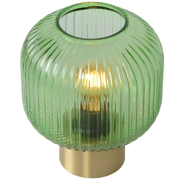 Stojąca LAMPKA nocna MALOTO 45586/20/33 Lucide szklana LAMPA loftowa stołowa zielona mosiądz