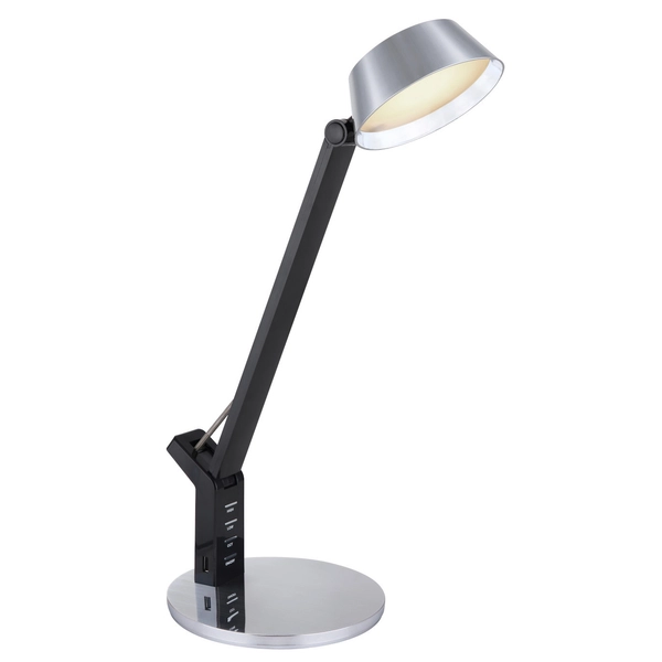 Stojąca lampa URSINO 58422S LED 8W 3000-6300K z portem USB czarna srebrna