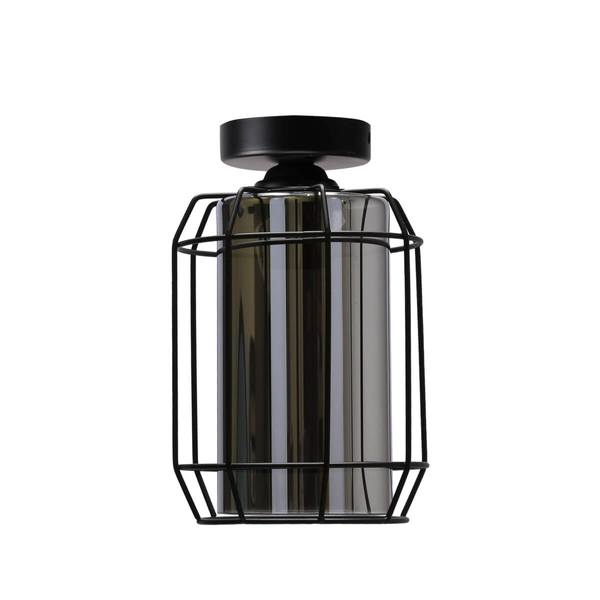 Sufitowa lampa salonowa Jonera czarna przydymiona drut