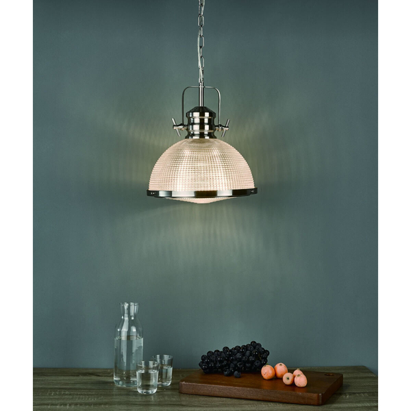 Kopułowa lampa wisząca PEYTON PEY0146 nad stół srebrny