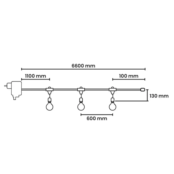 Klimatyczna girlanda do ogrodu Summer Time EKG2292 LED 6W 3000K IP44 czarny