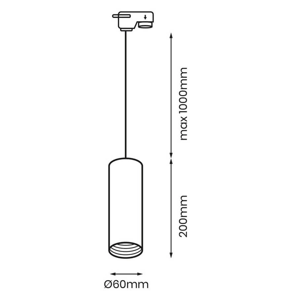 Lampa wisząca jednoobwodowa do systemu szynowego Pipe ML7680 biała