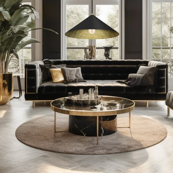 Żyrandol wiszący nad blatem FUJI MLP0645 do kuchni stożek czarny