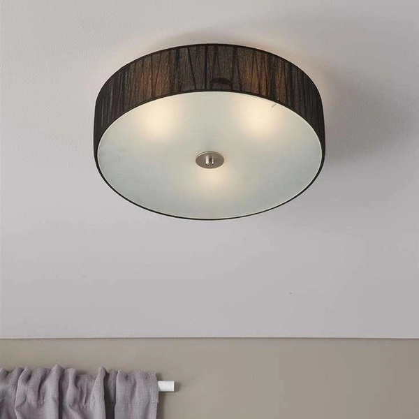 Sufitowa LAMPA abażurowa BYSKE 104884 Markslojd okrągła OPRAWA plafon czarny biały