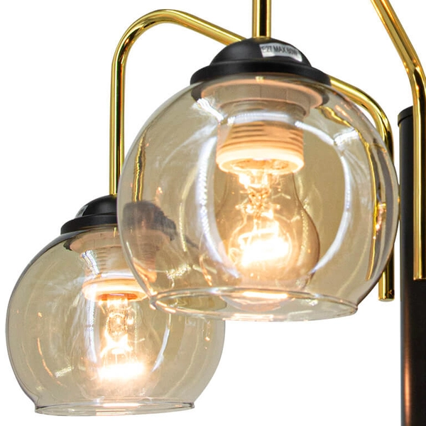 Sufitowa lampa loftowa Alice 6303/4 TR BL szklana do salonu czarno złota