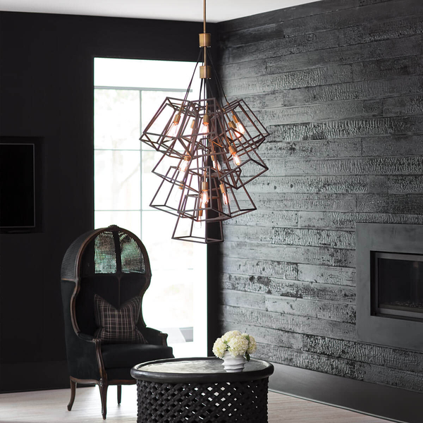 Wisząca lampa industrialna Fulton HK-FULTON-13P czarna mosiądz