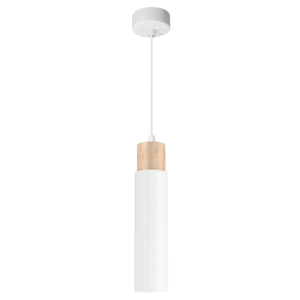 Metalowa lampa wisząca Claro 31-27764 tuba drewniana biała
