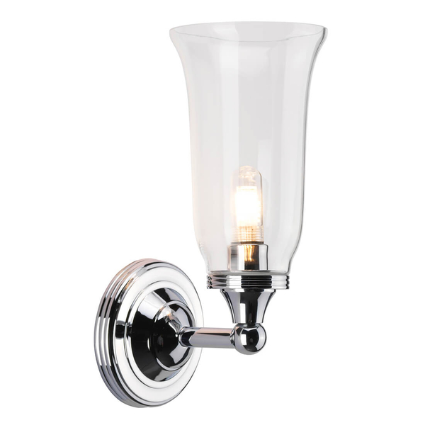 Ścienna lampa retro Austen BATH-AUSTEN2-PC szklana chrom przezroczysty