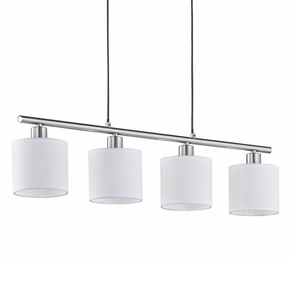 Wisząca lampa abażurowa IKERIS DL001-30334 nad stół srebrny biały