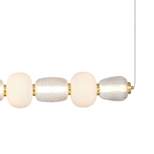 Szklana lampa wisząca Eris PND-98374-42W-GD Italux LED 42W 3000K złoty biały