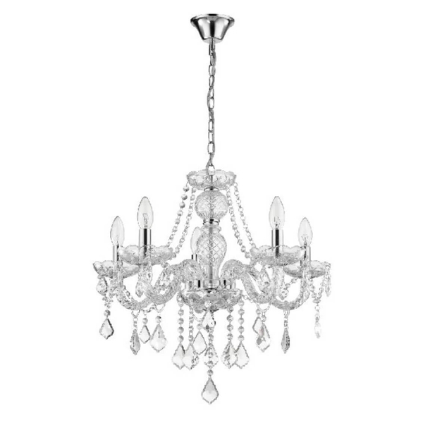 Żyrandol LAMPA wisząca CRISTALLO 5 LP-2940/5P Light prestige świecznikowa OPRAWA na łańcuchu chrom maria teresa przezroczysta