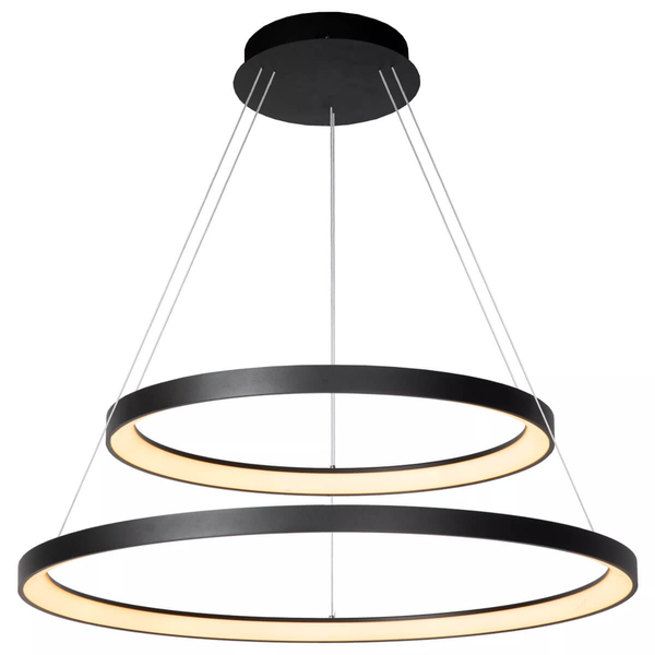 Czarna lampa wisząca Vidal rings LED 92W 2700K zwis do jadalni