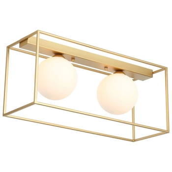 LAMPA sufitowa MEDIAMO MXM-4582/2 GD Italux metalowa OPRAWA klatka frame plafon szklane kule balls złote białe