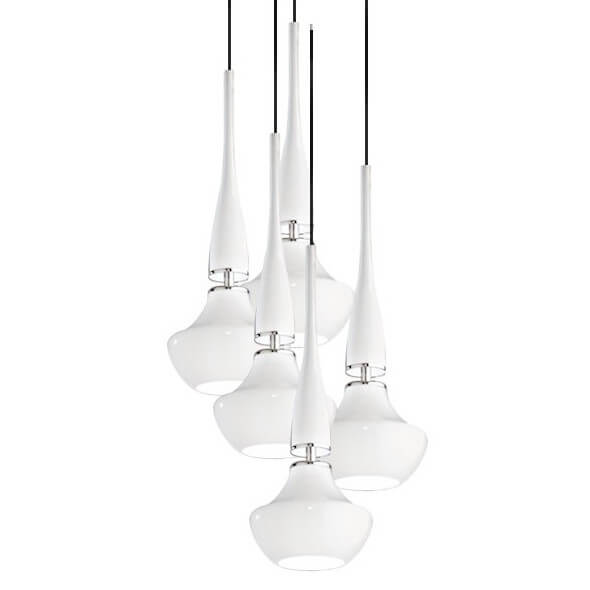 Lampa zwisowa do salonu Tasos AZ0261 szklana metalowa biała