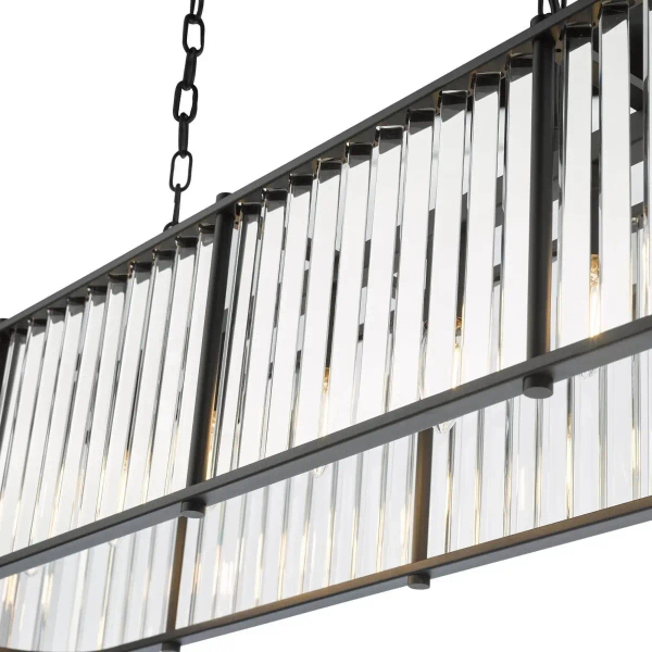 Owalna wisząca lampa Kiran KIR3422 nad stół kryształowy czarny