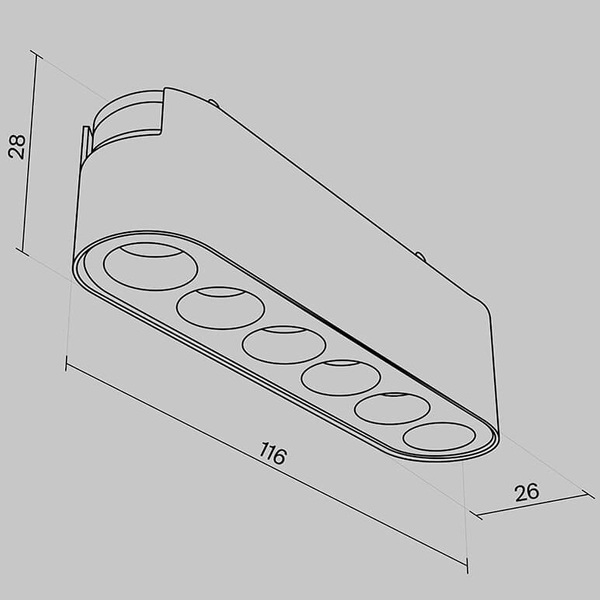 Przysufitowa lampa do szyny owalna Points TR082-1-6W3K-M-W 6W 4000K biały