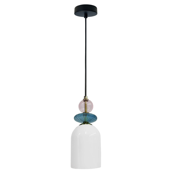 Zwisowa lampa szklana Tropea LP-2004/1P M WH kopuła biała niebieska